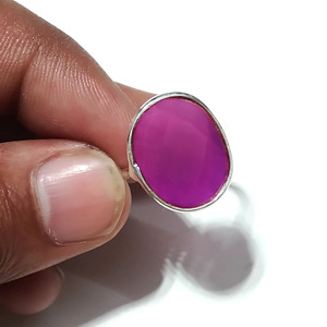 Pink Chalcedony <b>Ring</b>, Checker Cut Gemstone <b>Ring</b>, Sterling Silver Jewelry, Handmade Adjustable <b>Ring</b>, Fashion <b>Ring</b> for Women - Product Image 2