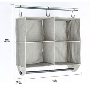 4-<b>Shelf</b> Hanging Closet <b>Organizer</b> Polyester and Cotton Adult Storage with Hanging Rack 2 Pack - Product Image 5