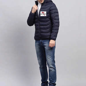 Chaqueta Acolchada con Capucha Azul Marino para Hombre, Cierre de Cremallera, Chaqueta Deportiva de Invierno - Product Image 6