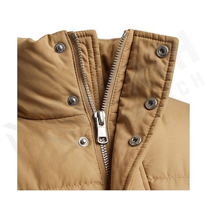 Chaqueta Acolchada para Mujer, Invierno, Cuello Alto, Manga Larga, Relleno de Poliéster Grueso, Resistente al Viento, Color Sólido, Cierre de Cremallera, Corta - Product Image 4