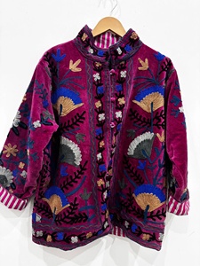High Demand Suzani Floral Embroidery <b>Jacket</b> Women Cropped <b>Hippie</b> Coat Winter Warm Bohemian Outerwear Wholesale Price - Product Image 1