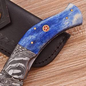 Couteau pliant EDC à lame droite en acier Damas de qualité supérieure, fait main, avec verrouillage Liner Lock, pour la chasse en extérieur, OEM, personnalisé, vente en gros, direct usine - Product Image 3