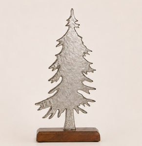 Handmade Hammered Metal Xmas <b>Tree</b> <b>Tabletop</b> Decoration Rustic Silver Embossed Christmas Sculpture For Festive Party And Winter - Product Image 1