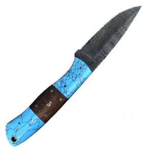 Custom OEM <b>hand</b> forged Damascus Steel Fixed Outdoor Utility <b>Tool</b> Turquoise Wood handle - Product Image 2