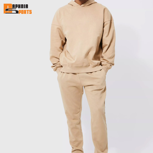 Most Trendy Cut and Sew Winter 2 <b>Pc</b> Tracksuit <b>Sets</b> Thick Hoodie & Matching Jogger Sweatpants Two Piece Cotton Men's Sweatsuit - Product Image 1