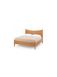 Midcentury <b>Bed</b> Customize Size with Woven Headboard and <b>Wooden</b> <b>Slats</b> Elegant Bedroom Furniture Antique Theme - Product Image 2