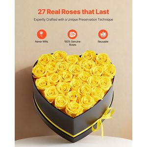 Forever Flowers 27 Preserved Fresh Roses in Heart Shape Box Immortal Birthday Bouquet for Women Perfect Gift for <b>Wife</b> - Product Image 2