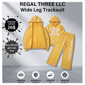 High Quality Zipper <b>Tracksuit</b> <b>Winter</b> Flare Heavyweight Printed Hoodie Flare Sweatpants Set <b>Winter</b> Warm Up Baggy <b>Tracksuits</b> - Product Image 1