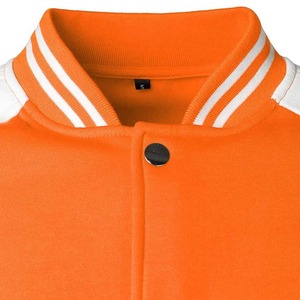 Blouson universitaire pour homme, coupe droite, col rabattu, avec empiècements orange et blanc, devant en laine, à enfiler - Product Image 4