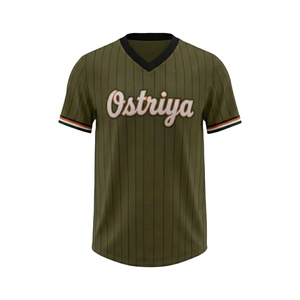Service OEM en gros, impression par transfert thermique personnalisée, maillots de baseball pour adultes, tailles plus grandes, séchage rapide, respirant, col en V court, 100% coton - Product Image 1