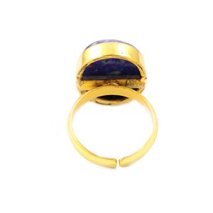 Anillo de latón chapado en oro de 18 quilates con piedra de lapislázuli de forma elegante, estilo minimalista, para mujeres y niñas, venta al por mayor. - Product Image 3