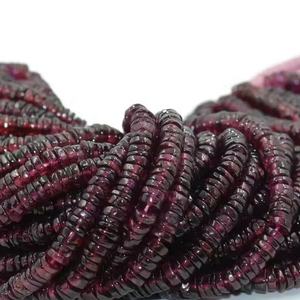 Cuentas Heishi de Granate de Mozambique 100% Natural, Forma de Neumático Liso, 6-7mm, Orificio 0.40mm, para Fabricación de Joyería - Product Image 1