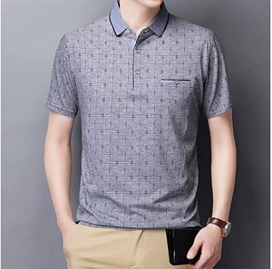 เสื้อเชิ้ตแขนสั้นลายสก็อตผู้ชาย ทรงปกติ สไตล์ลำลอง ผ้าถัก คอสูง ดีไซน์สวย 100% ผ้าฝ้าย ระบายอากาศได้ดี ทรงโอเวอร์ไซส์ - Product Image 5