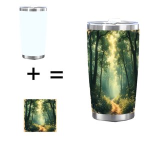 Gobelet isotherme en acier inoxydable de 20 oz à double paroi, design forêt - Product Image 1