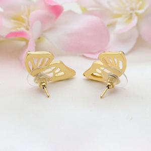 Wholesale 925 Solid <b>Sterling</b> <b>Silver</b> Gold Plated Clear CZ Cutout Butterfly Wing <b>Stud</b> Earrings Fine Jewelry Memoria Jewels - Product Image 4