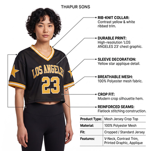 Top Deportivo Corto para Mujer, con Cuello en V, Estampado, de Spandex y Poliéster, con Impresión Digital, 320g, Sin Tirantes - Product Image 5