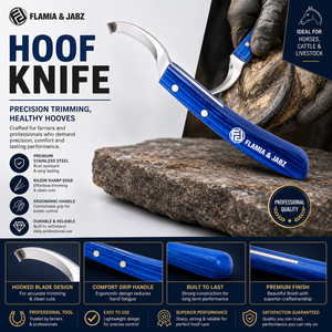 Couteau à sabots professionnel réutilisable en acier inoxydable avec manche ergonomique en bois |   Ferrures de cheval personnalisées modèle HK-001 pour chevaux - Product Image 4