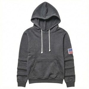 <b>Women's</b> <b>Dark</b> <b>Grey</b> Fleece <b>Hoodie</b> Long Sleeve Pullover Sweatshirt with US Flag Badge Applique - Product Image 1