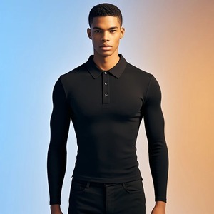 Polo de golf à manches longues pour homme, séchage rapide, évacuation de l'humidité, léger, sport, fitness, décontracté, col classique, dernier design - Product Image 1