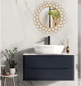 Round Gold Metal <b>Wall</b> <b>Mirror</b> Sunburst Interlocking Circle Frame Decorative Living Room Accent <b>Vanity</b> <b>Mirror</b> Bulk B2B Wholesale - Product Image 4