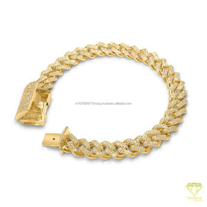 Luxury Statement Moissanite Cuban <b>Bracelet</b> with Diamond Look Pave Stones and Secure Box Lock Clasp Design - Product Image 6