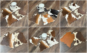 Juego de posavasos de cuero de vaca rústico de alta calidad, posavasos de cuero genuino para ocultar el pelo occidental único para bebidas, regalos de decoración del hogar - Product Image 3