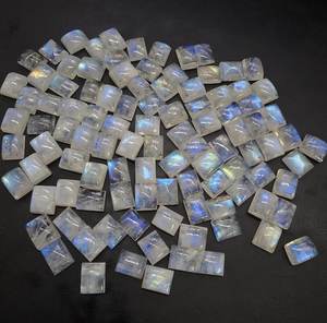 Piedras preciosas calibradas de piedra lunar arcoíris natural, rectangulares, con base plana, calidad AAA Plus, para la fabricación de joyas. - Product Image 5