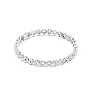 Pulsera de Diamantes Redondos Elegantes con Halo de Diamantes Cultivados en Laboratorio en Oro Blanco de 14K, Pulsera de Diamantes con Eslabones Circulares en Oro Blanco para Mujer - Product Image 4