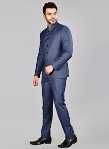 La Scoot Costume 2 pièces pour homme, coupe régulière, col banni, tenue de cérémonie, vêtements longs en polyester viscose respirant - Product Image 6