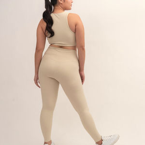 Conjunto de Yoga Personalizado para Mujer con Logotipo Frontal, Cintura Elástica, Ligero, de 2 Piezas, Ropa de Gimnasio con Tela Elástica en Cuatro Direcciones que Absorbe el Sudor - Product Image 6