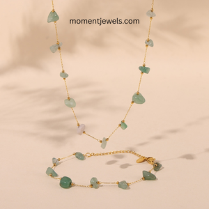 Conjunto de Joyería Geométrica Boho de Moda, Chapado en Oro de 18K, Acero Inoxidable, Piedra Natural, para Mujer - Product Image 3