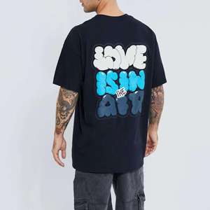 เสื้อยืดสตรีทแวร์ 250 GSM ผ้าฝ้าย 100% สำหรับผู้ชาย พร้อมโลโก้ เสื้อยืดแขนสั้น พิมพ์ลายกราฟิกโฟมพัฟ 3 มิติ แบบกำหนดเองสำหรับผู้ชาย - Product Image 2