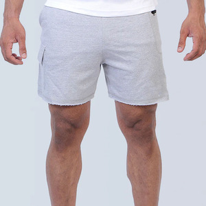 <b>Men's</b> Gray Cotton Bermuda <b>Shorts</b> Mid Waist Elastic <b>With</b> <b>Zip</b> <b>Pocket</b> Casual Style Breathable Knitted Fabric - Product Image 5