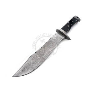 Cuchillo Bowie de Damasco Hecho a Mano de Nueva Marca, Hoja Afilada, Mango de Espiga Completa con Funda, Cuchillo de Caza para Supervivencia al Aire Libre, Afilado como una Navaja - Product Image 1