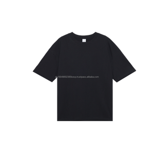Wholesale 220gsm Unisex Oversized 100% Cotton Short Sleeve <b>T</b>-<b>shirt</b> <b>Blank</b> Black <b>White</b> Tee for Printing - Product Image 2
