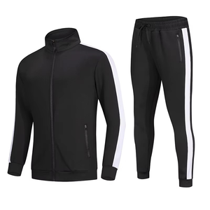 Conjunto Deportivo Personalizado para Hombre, Chaqueta y Pantalones con Cierre Completo, Traje Deportivo Informal con Rayas, 2 Piezas - Product Image 3