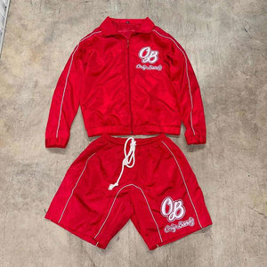 Custom Waterproof Nylon Jacket Shorts <b>Set</b> Windbreaker Tracksuit Short <b>Set</b> Summer Jacket <b>Joggers</b> Lightweight Hoodie Shorts <b>Set</b> - Product Image 1