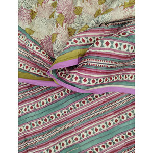 Couette double réversible en coton 100% imprimée à la main, style vintage, écologique, avec motif floral, pour la maison et l'hôtellerie - Product Image 1