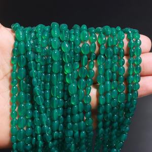 Perles en pierre de forme ovale lisse en onyx vert Perles en onyx naturel Perles en forme ovale en onyx vert - Product Image 3