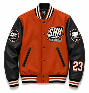 Unisex Orange Letterman <b>Jacket</b> Black Faux Leather Sleeves Embroidered Front Patches Number 23 College <b>Bomber</b> Streetwear Winter - Product Image 1