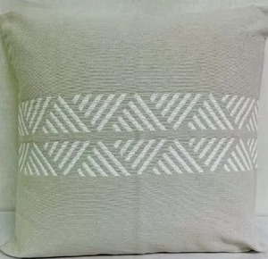 Green Square <b>Cushion</b> <b>Cover</b> With Geometric Embroidery Pattern Handmade Woven Nordic Style Pillow Cases - Product Image 2