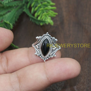 Natural Black Onyx <b>Ring</b> 925 Sterling <b>Silver</b> Handmade <b>Statement</b> Vintage <b>Ring</b> Boho Tribal Gothic Jewelry Women Men Gift for Unisex - Product Image 5