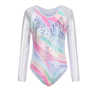 Vêtements de danse de compétition à manches longues pour femmes, vêtements de gymnastique pour filles avec strass, vêtements de gymnastique rythmique pour femmes - Product Image 6