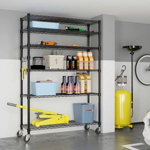 Estanterías de Alambre de Acero de 6 Niveles con Ruedas, Certificadas por NSF, Desmontables y de Fácil Montaje, para Garaje - Product Image 1