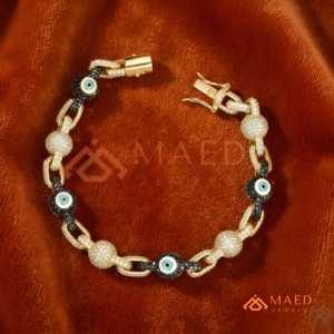 สร้อยข้อมือทอง 14K ประดับสีดำ สร้อยข้อมือหรูหราแบบ Pavé สร้อยข้อมือแบบโซ่เส้นเล็ก สร้อยข้อมือแฟชั่น ของขวัญสุดหรู - Product Image 1