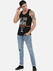 Débardeur noir sans manches pour homme avec imprimé « Do The Work », col rond, style décontracté, coton respirant, coupe ajustée - Product Image 6