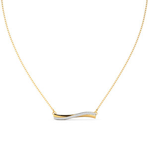 Collar de Cadena de Diamantes con Barra Curva Simétrica de Dos Tonos - Product Image 1