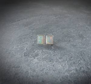 White Opal Earrings Sterling <b>Silver</b> Inlaid Rectangle Opal Earrings October Birthstone Jewelry Elegant Gift For Her - Product Image 6