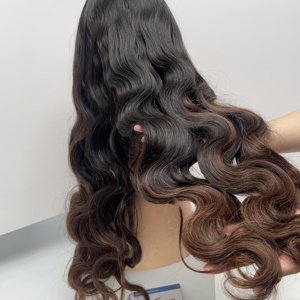 Extensiones de cabello humano virgen 100% vietnamita de alta calidad, peluca ondulada corporal, cabello de Color negro - Product Image 1