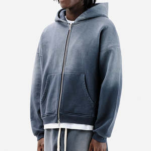 Sweat à capuche zippé premium pour homme en bleu avec poche avant et poignets ajustables pour un confort décontracté, grandes tailles, sweats à capuche pour homme - Product Image 1